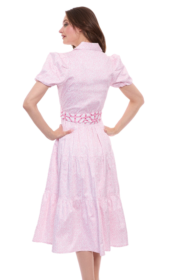 Litchfield Pink White Swirl Print