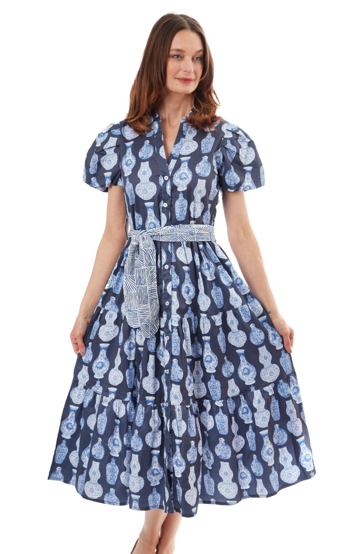 Litchfield Dress Blue White Chinoiserie Print XS / 6634-S8510-XS