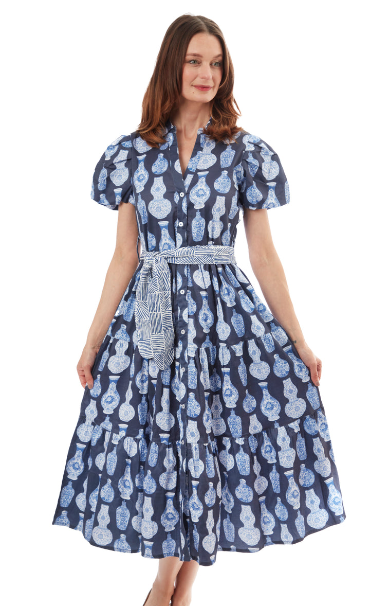 Litchfield Dress Blue White Chinoiserie Print XS / 6634-S8510-XS