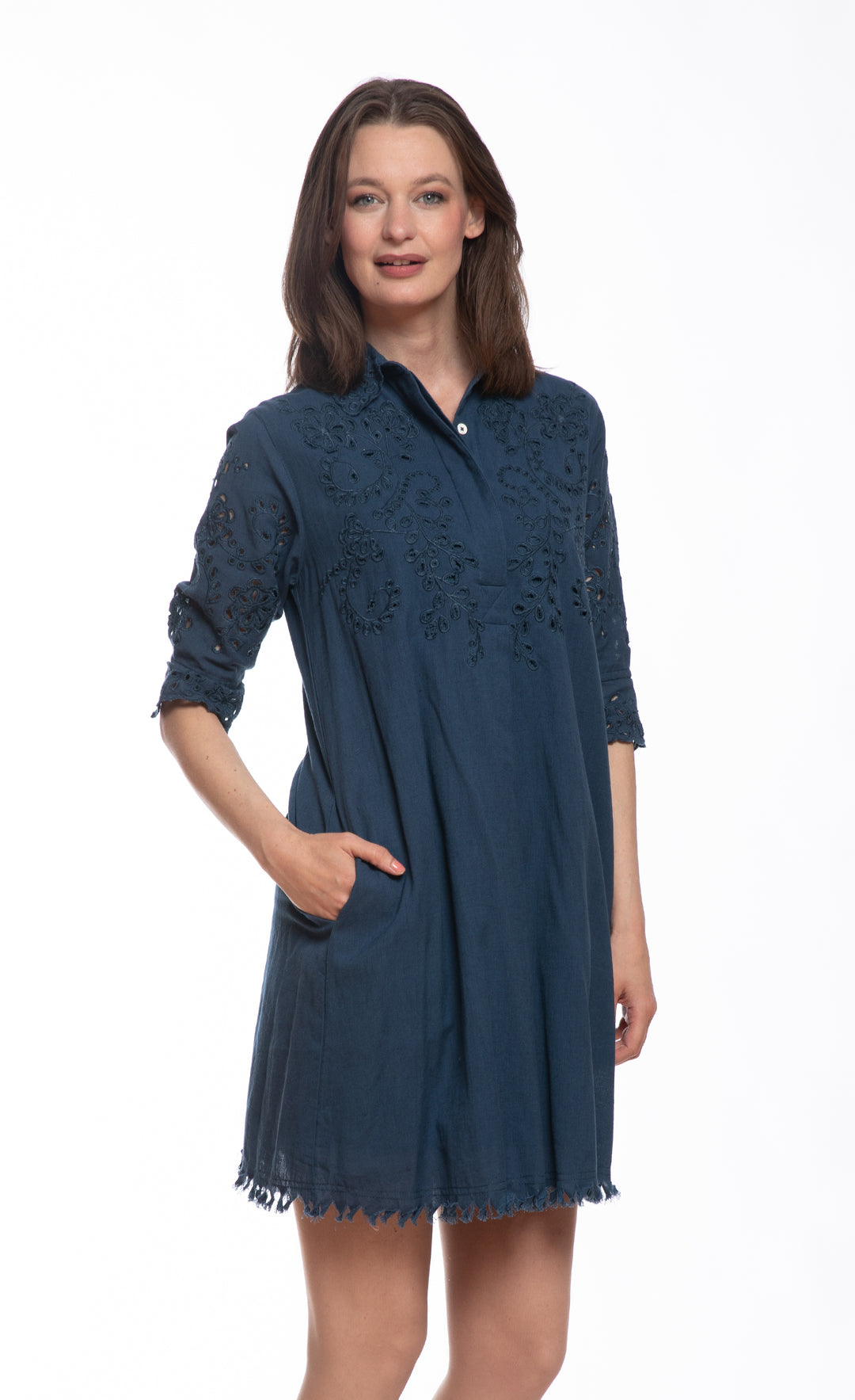 Navy Eyelet Dress