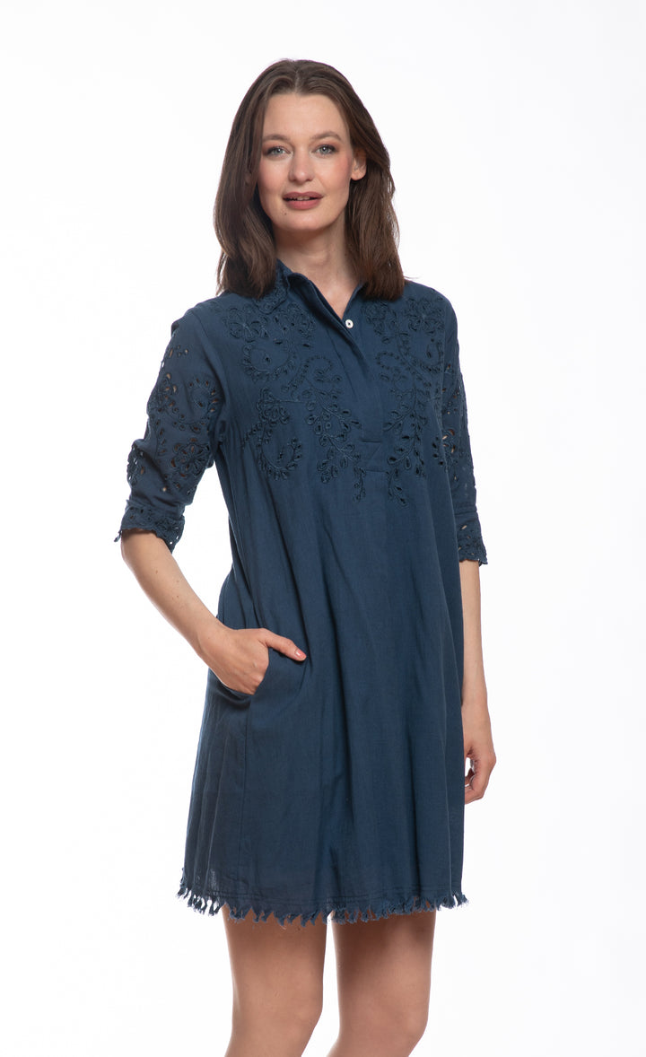Navy Eyelet Dress