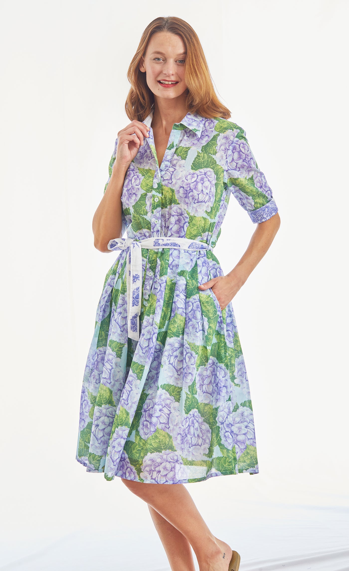 Mrs Maisel Hydrangea Dress Cotton Voile XS / 663-S564