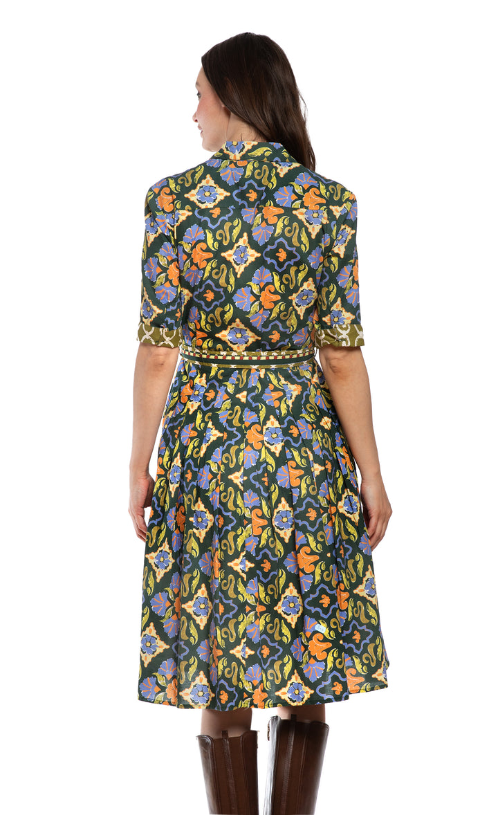 Mrs Maisel Green Rust Navy Ornate Print