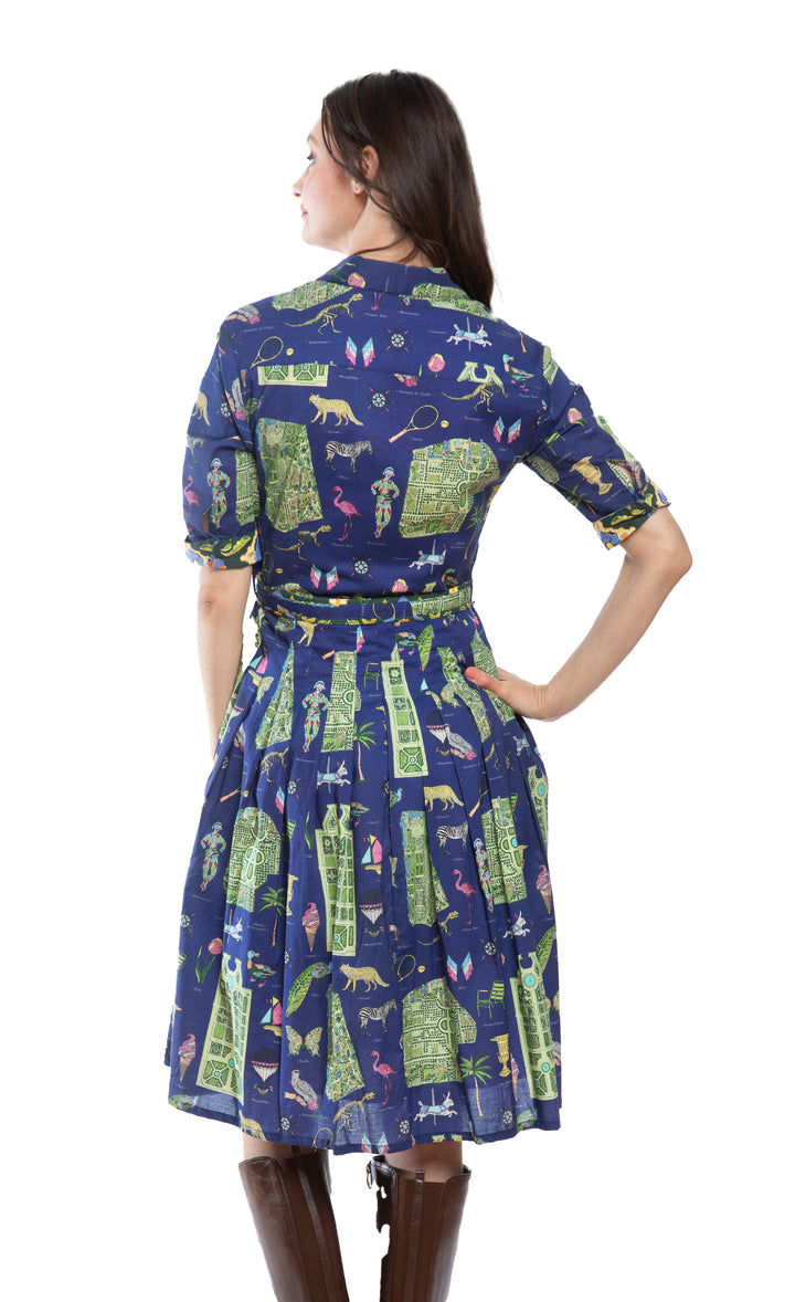 Mrs Maisel Dress Navy Ground with Paris Maps
