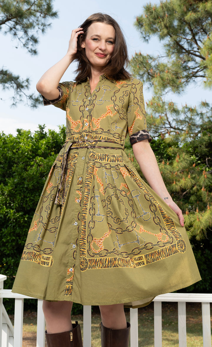 Mrs Maisel Dress Green Belt Print