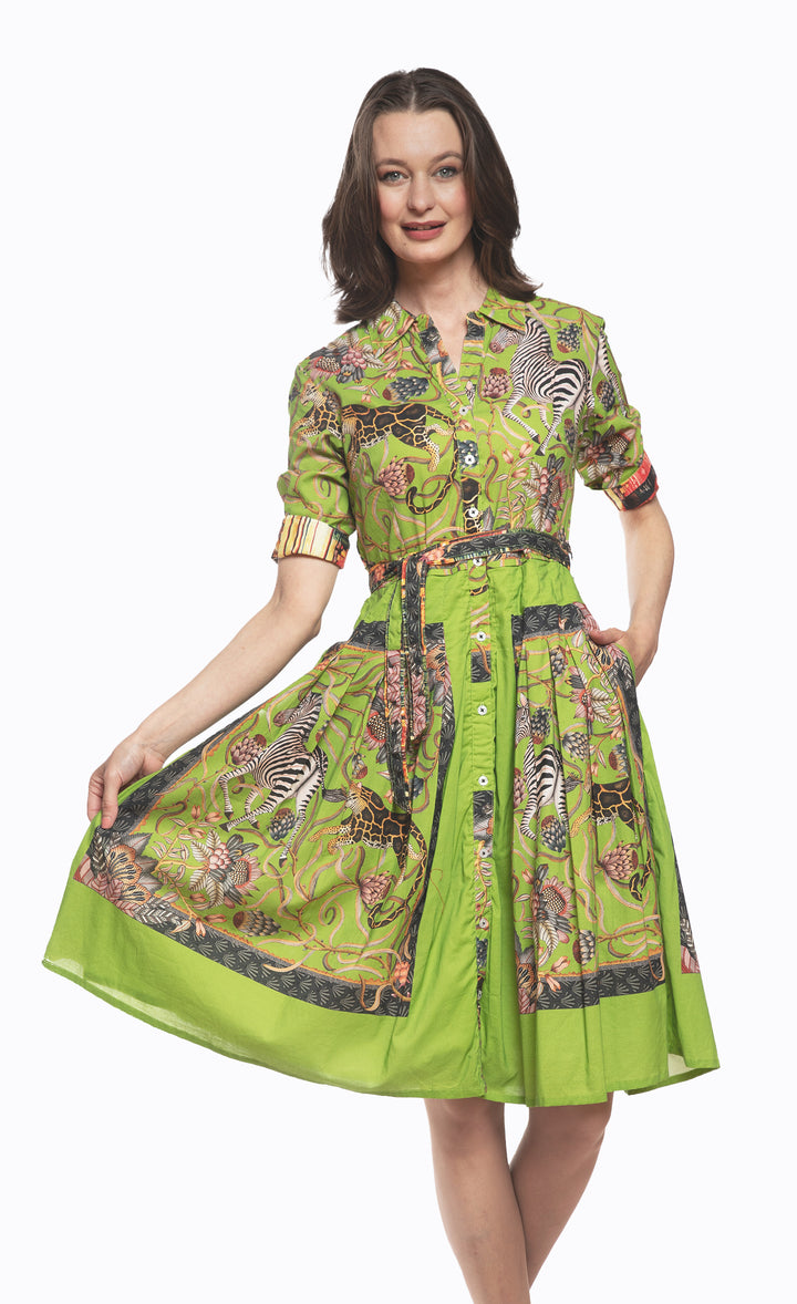 Mrs Maisel Dress Green Zebra Print