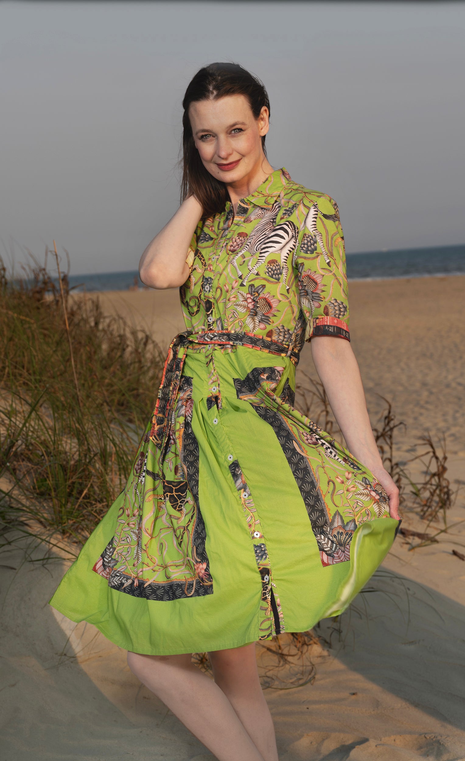 Mrs Maisel Dress Green Zebra Print – Dizzy-Lizzie