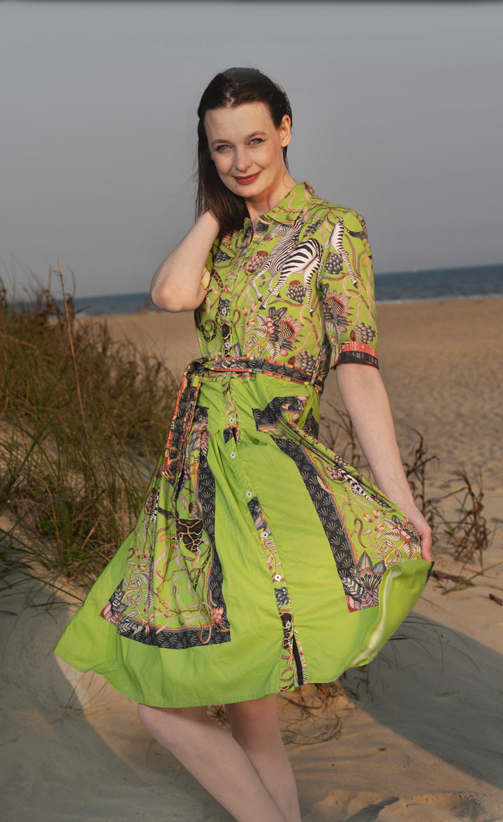 Mrs Maisel Dress Green Zebra Print