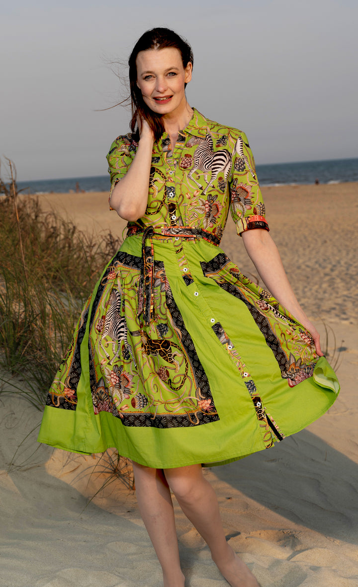 Mrs Maisel Dress Green Zebra Print