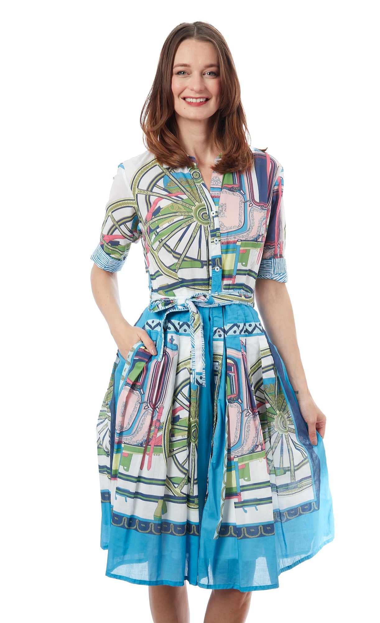 Mrs Maisel Blue Wheel Print Dress XS / 663-R1610