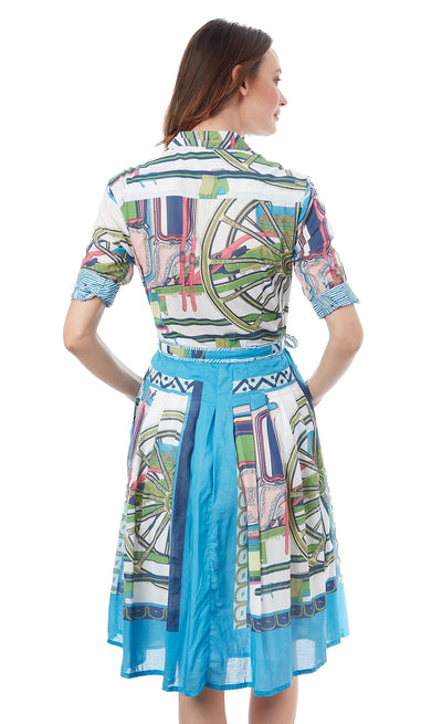 Mrs Maisel Blue Wheel Print Dress XS / 663-R1610