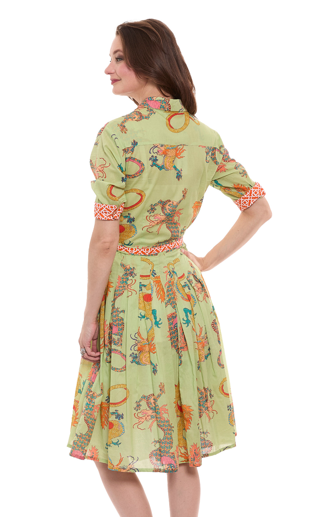Mrs Maisel Dress Soft Green Dragon Print Cotton Voile Dizzy-Lizzie Mrs Maisel Dress Soft Green Dragon Print Cotton Voile Dizzy-Lizzie