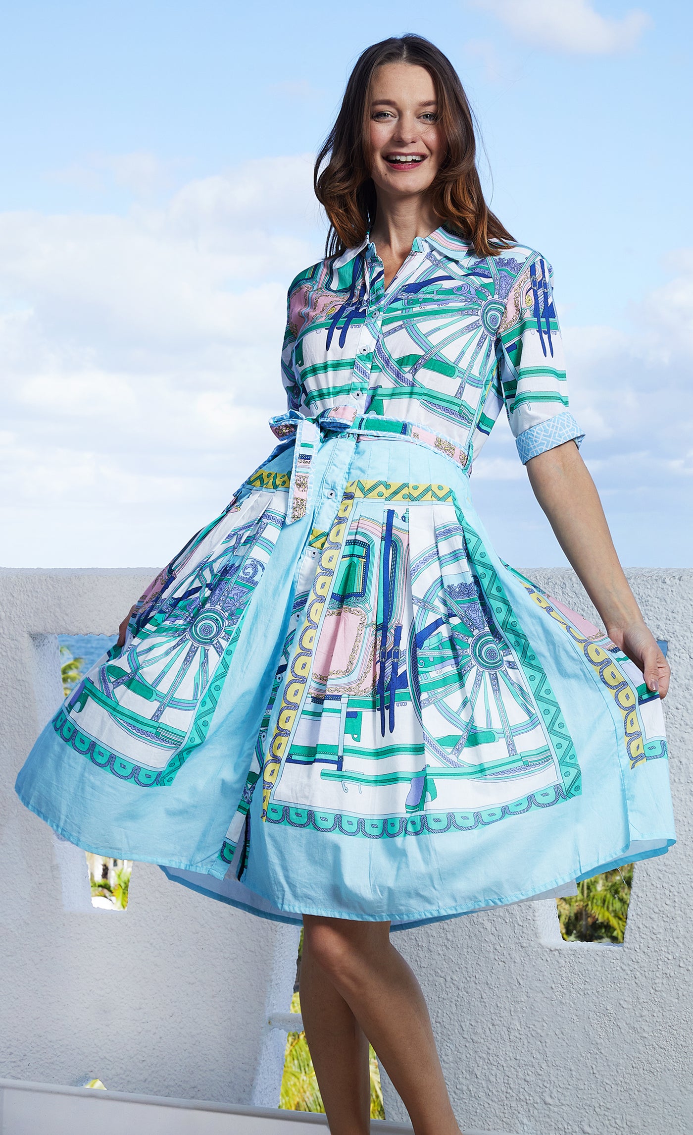 Mrs Maisel Dress Blu Wheel XS / 663-S1617-XS