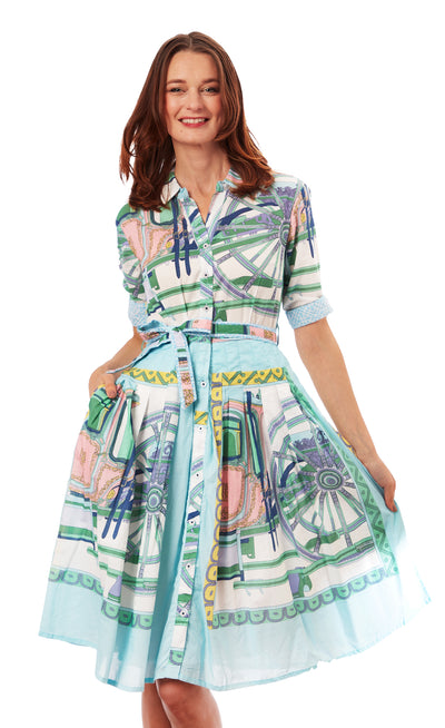 Mrs Maisel Dress Blu Wheel XS / 663-S1617-XS