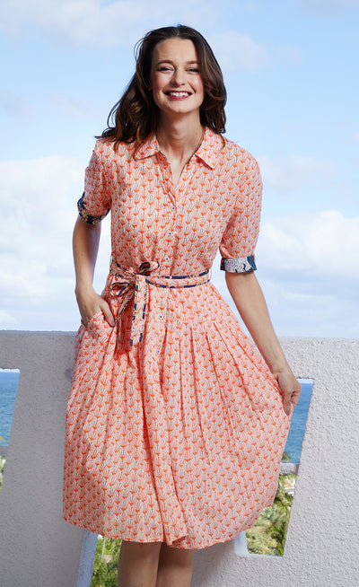 Mrs Maisel Orange And White Fan Print XS / 663-S830-XS