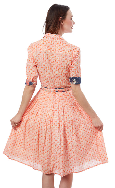 Mrs Maisel Orange And White Fan Print XS / 663-S830-XS