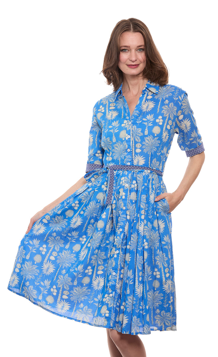 Mrs Maisel Dress Blue Voile Botanical Print