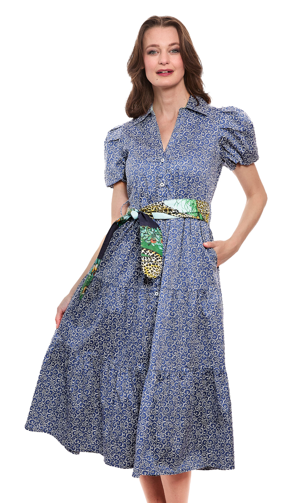 Litchfield Navy White Swirl Print