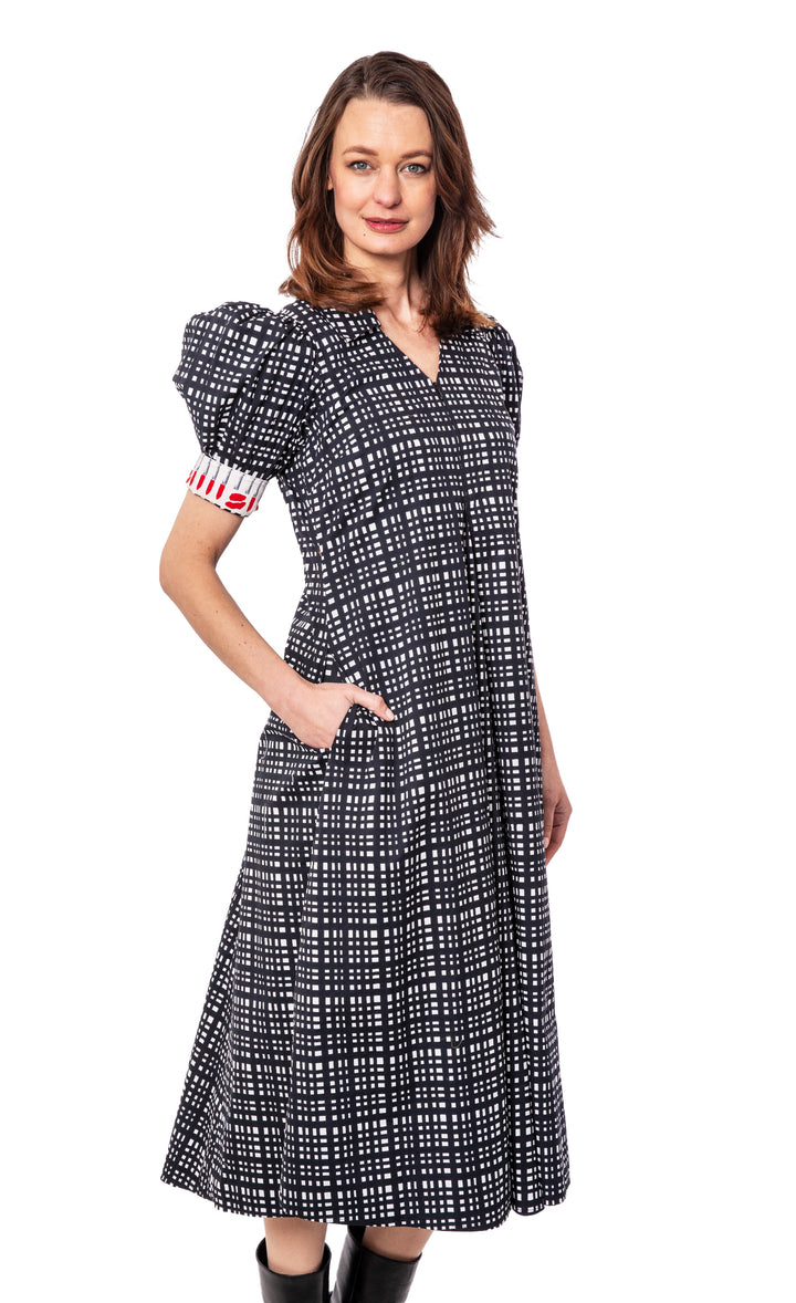 Montauk Dress Black and White Grid Dress
