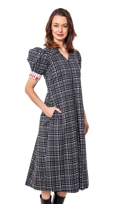 Montauk Dress Black and White Grid Dress
