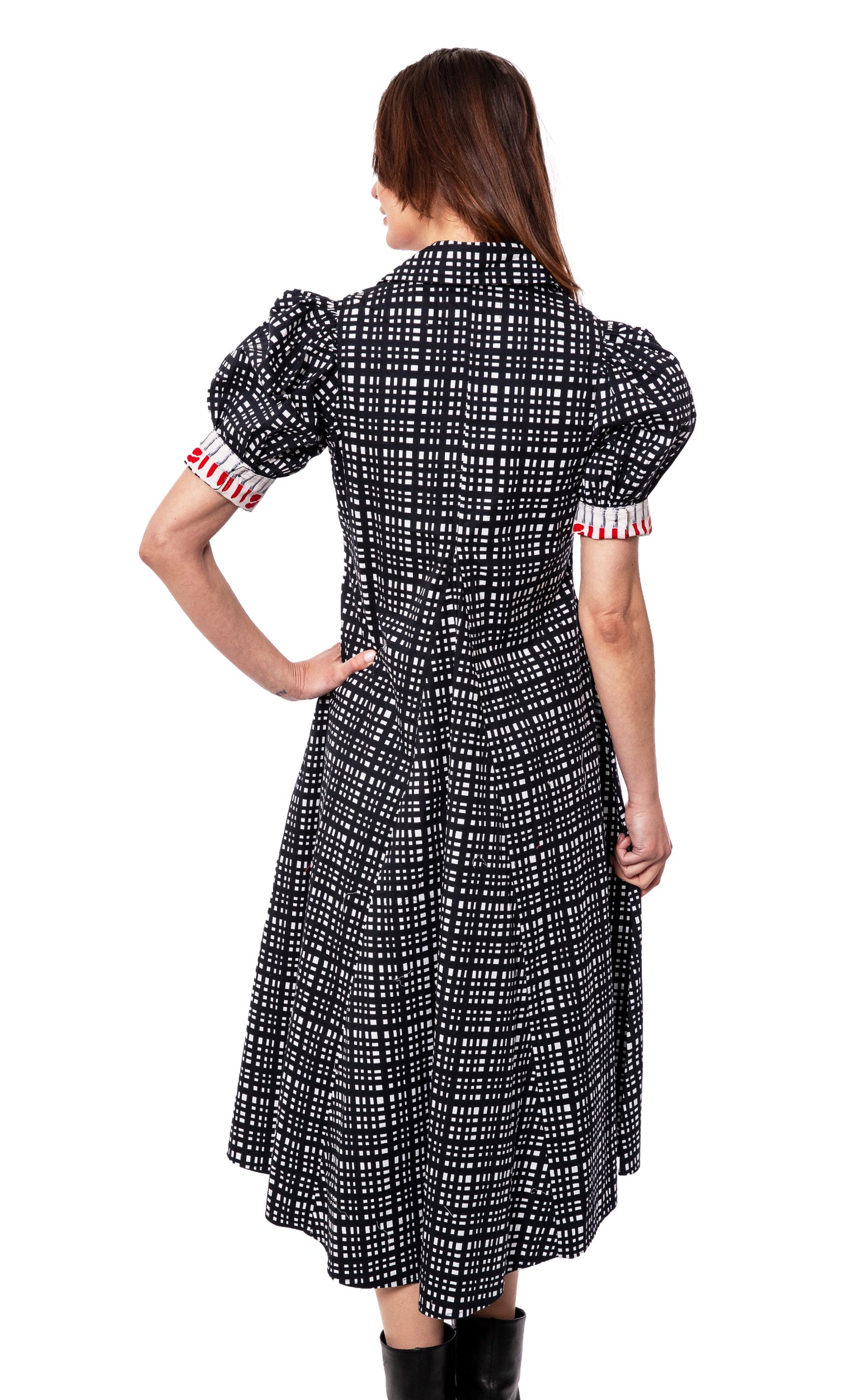 Montauk Dress Black and White Grid Dress