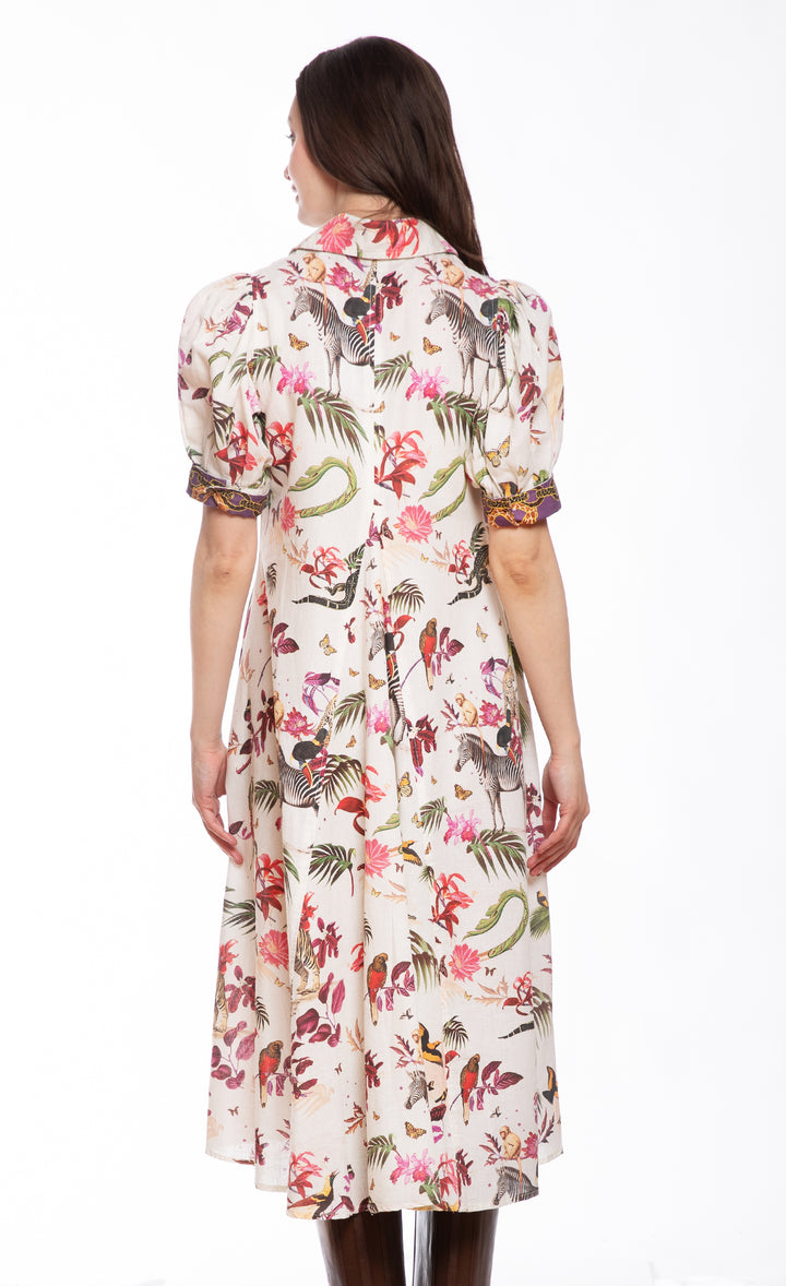 Montauk Dress Violet Safari Print
