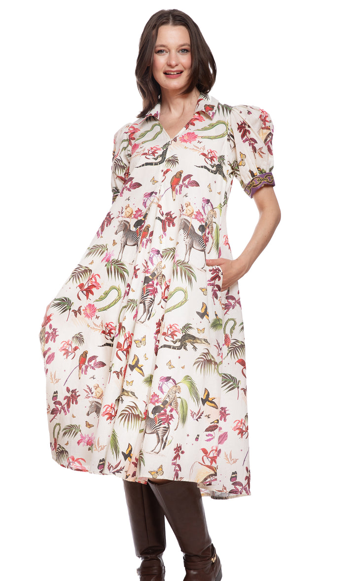 Montauk Dress Violet Safari Print