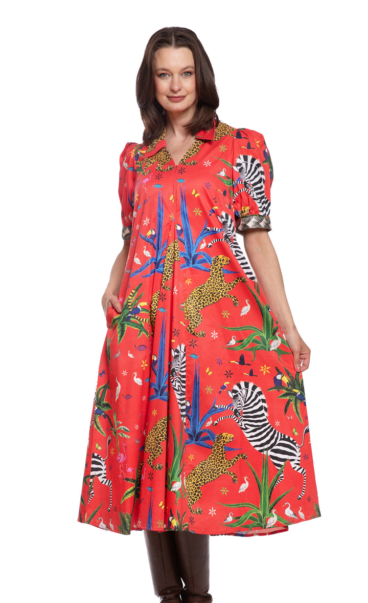 Montauk Dress Red with Zebras