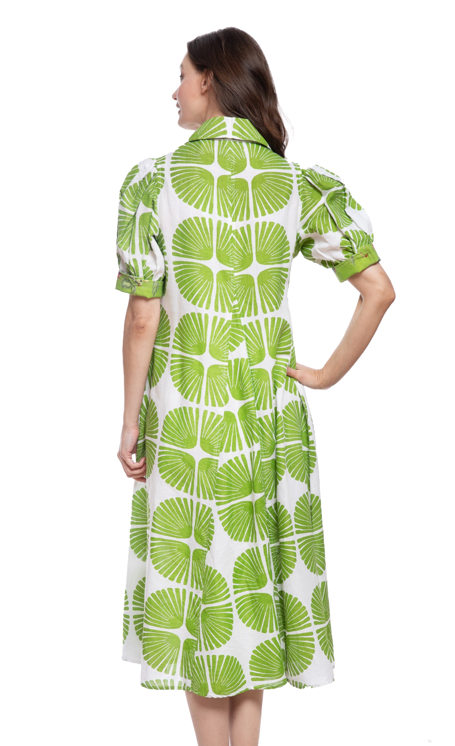 Montauk Dress Green and White Plam Fronds Print – Dizzy-Lizzie