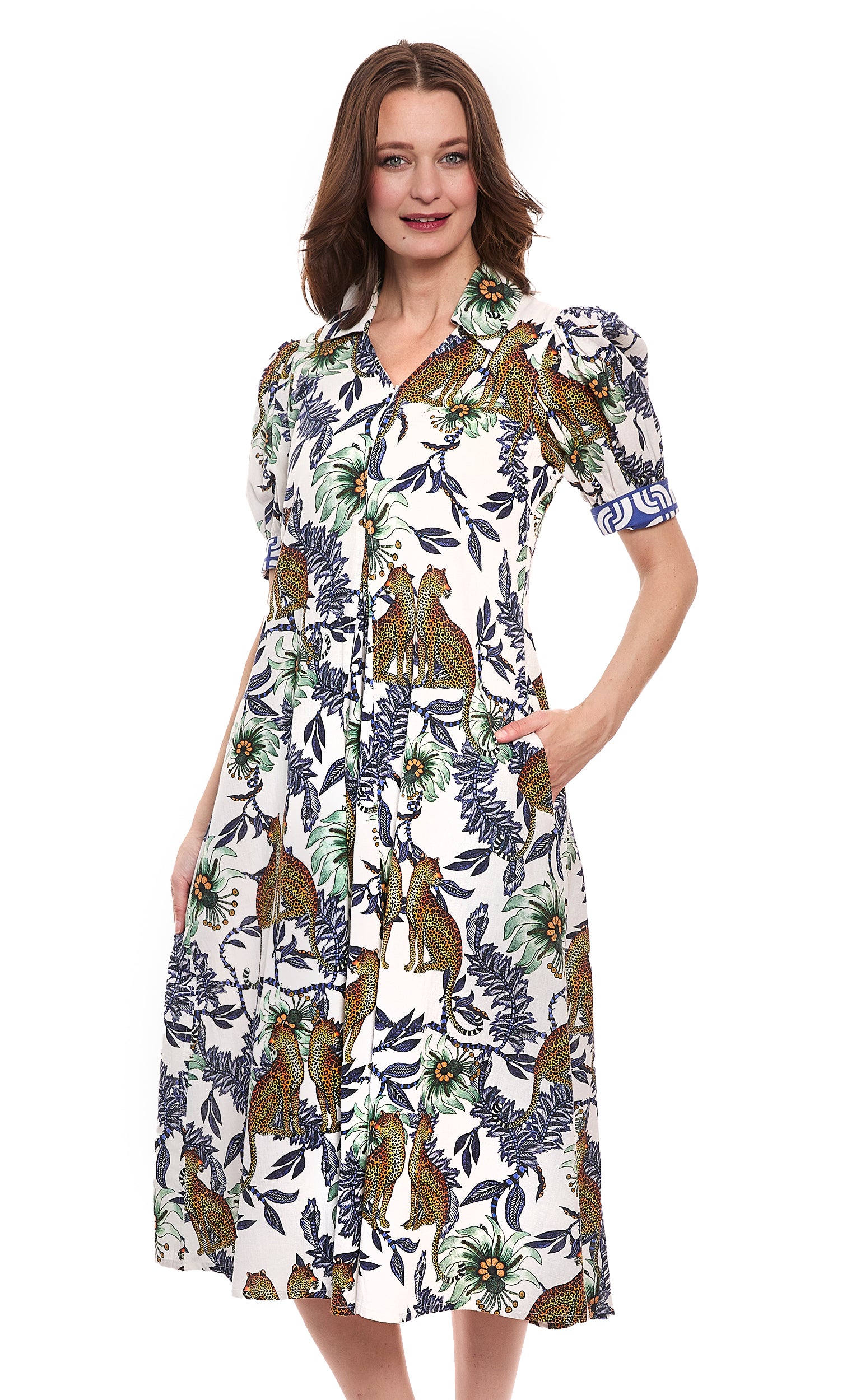 Montauk Dress Cheetahs and Floral Linen Cotton – Dizzy-Lizzie