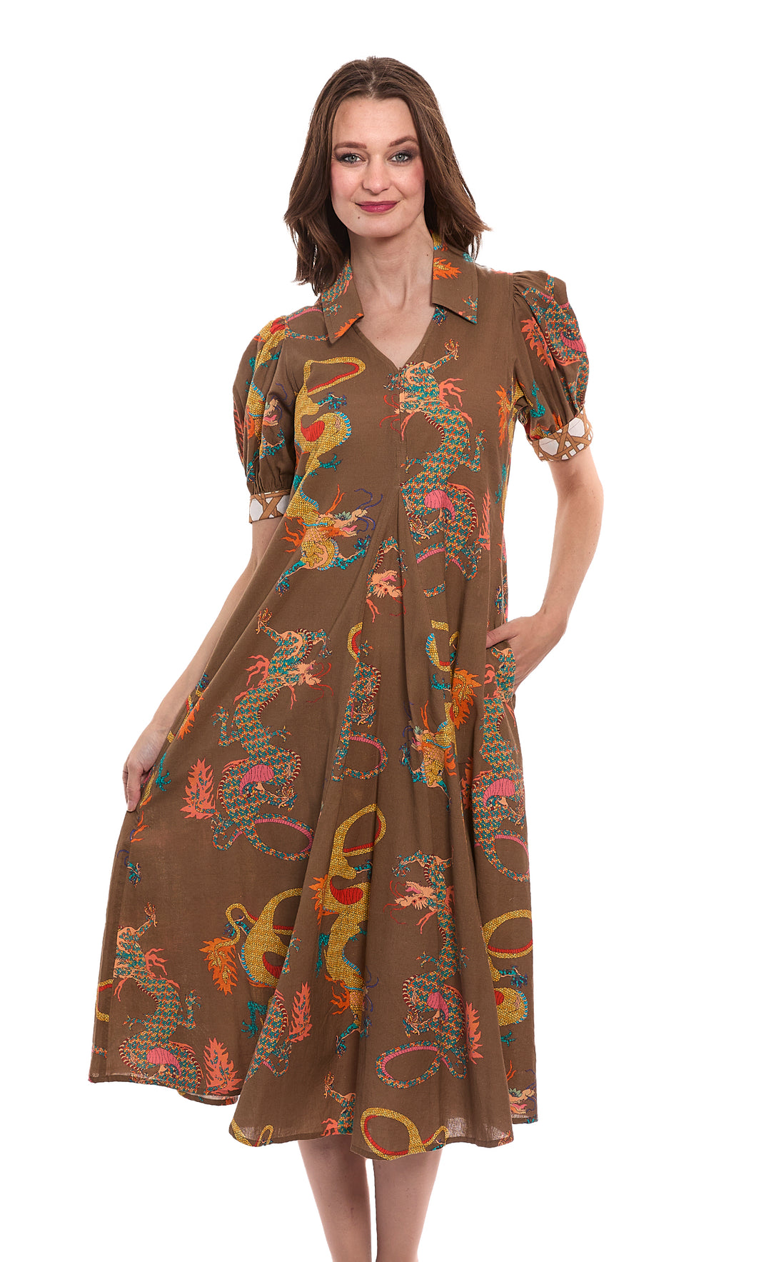 Montauk Dress Chocolate Dragon Cotton Linem