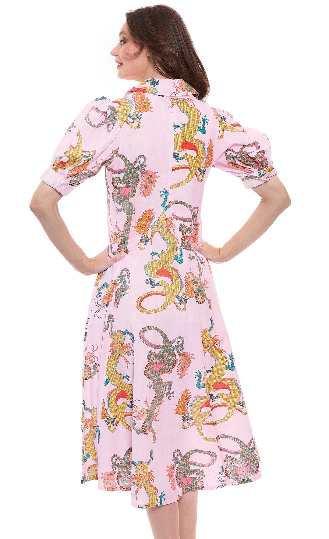 Montauk Dress Powder Pink Dragon Cotton Linen