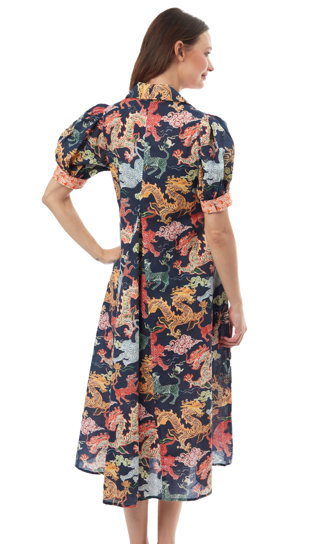 Montauk Dress Navy W Chinese Dragons XS / 6657-S827A-XS
