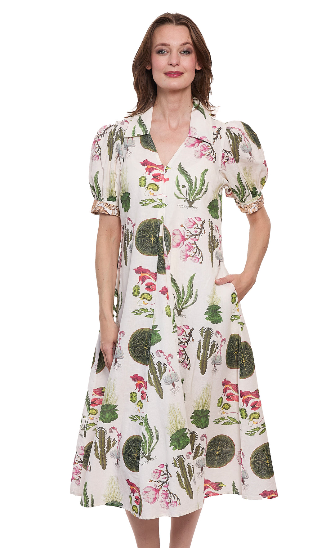 Montauk Dress Ivory Botanical Print