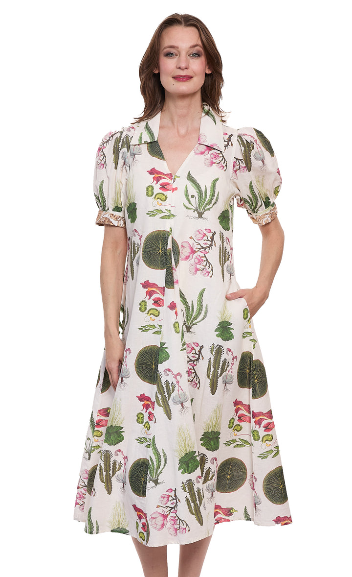 Montauk Dress Ivory Botanical Print