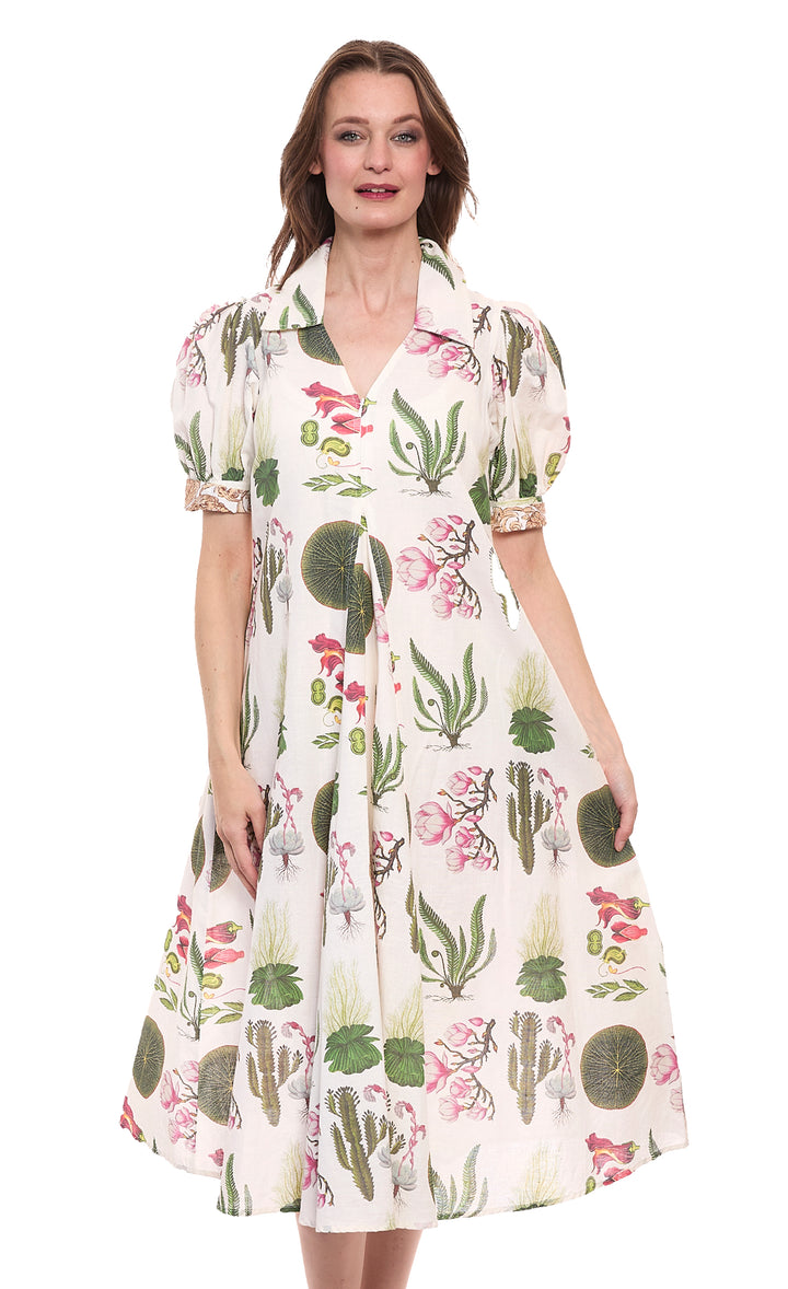 Montauk Dress Ivory Botanical Print