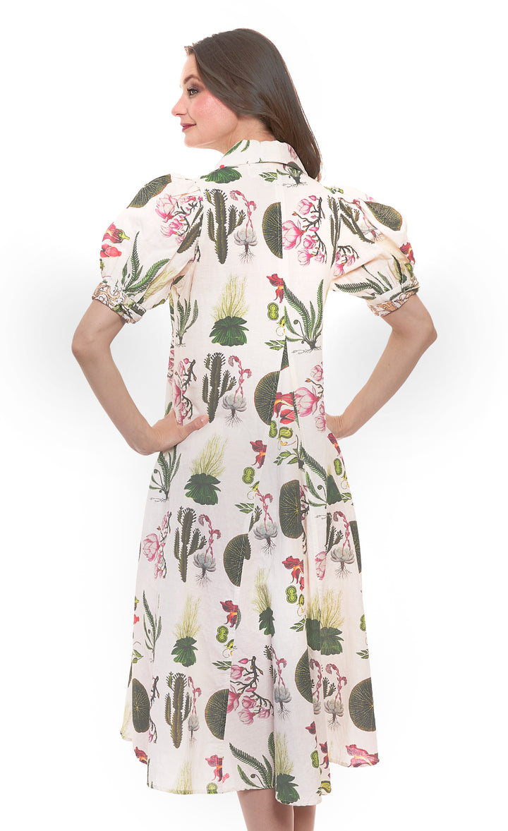 Montauk Dress Ivory Botanical Print