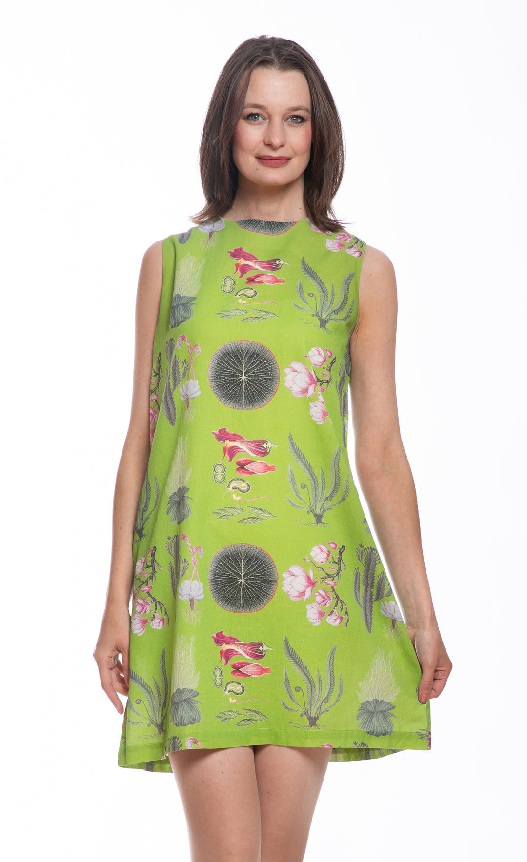 Metropolitan Sheath Dress Green Botanical Print