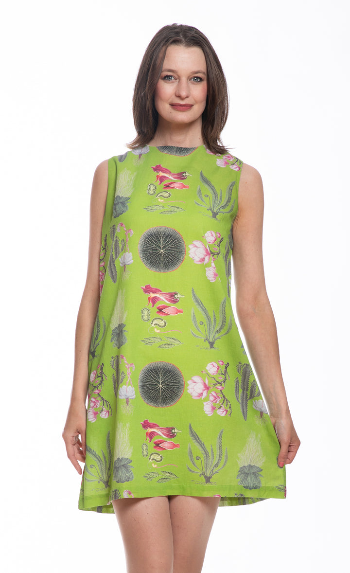 Metropolitan Sheath Dress Green Botanical Print