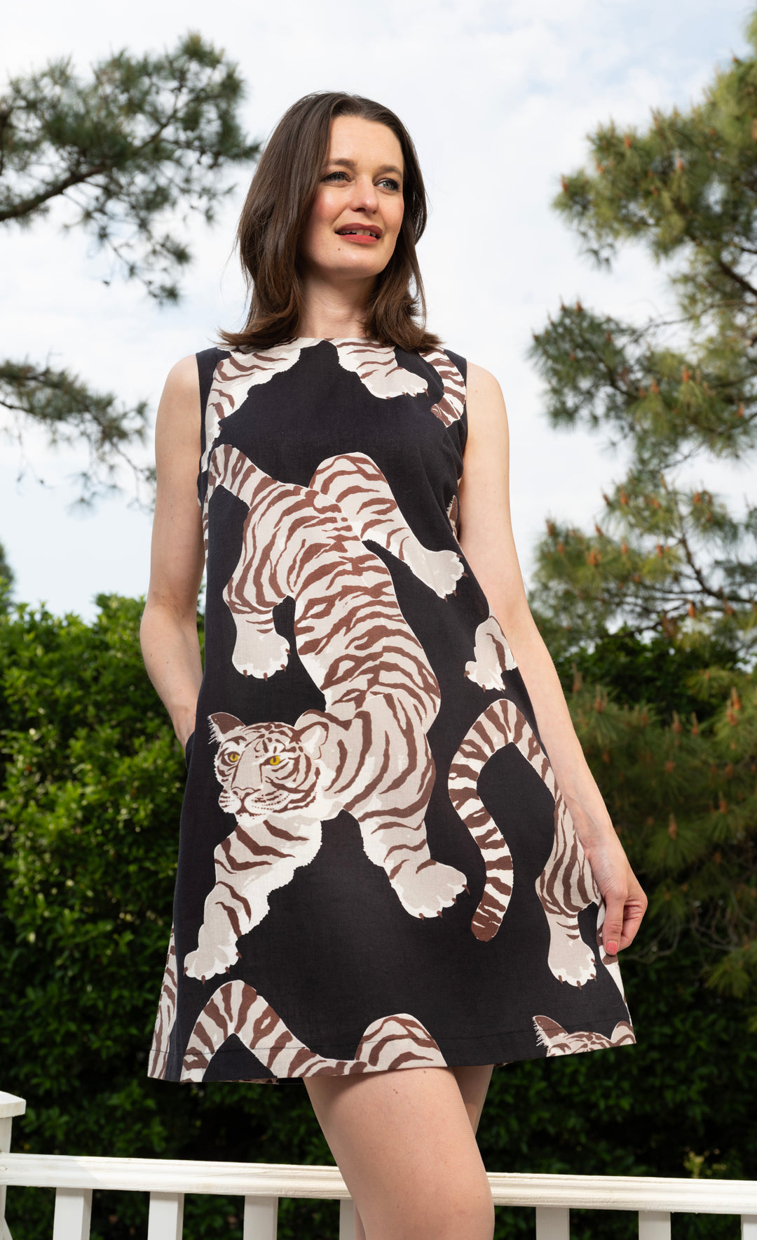 Metropolitan Sheath Dress Black Tiger Print