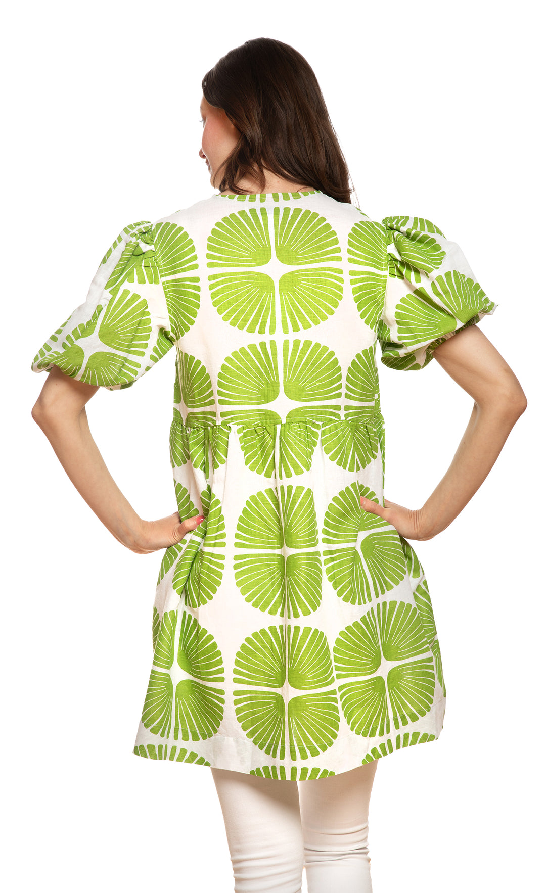 Key West Tunic Green and White Palm Fronds