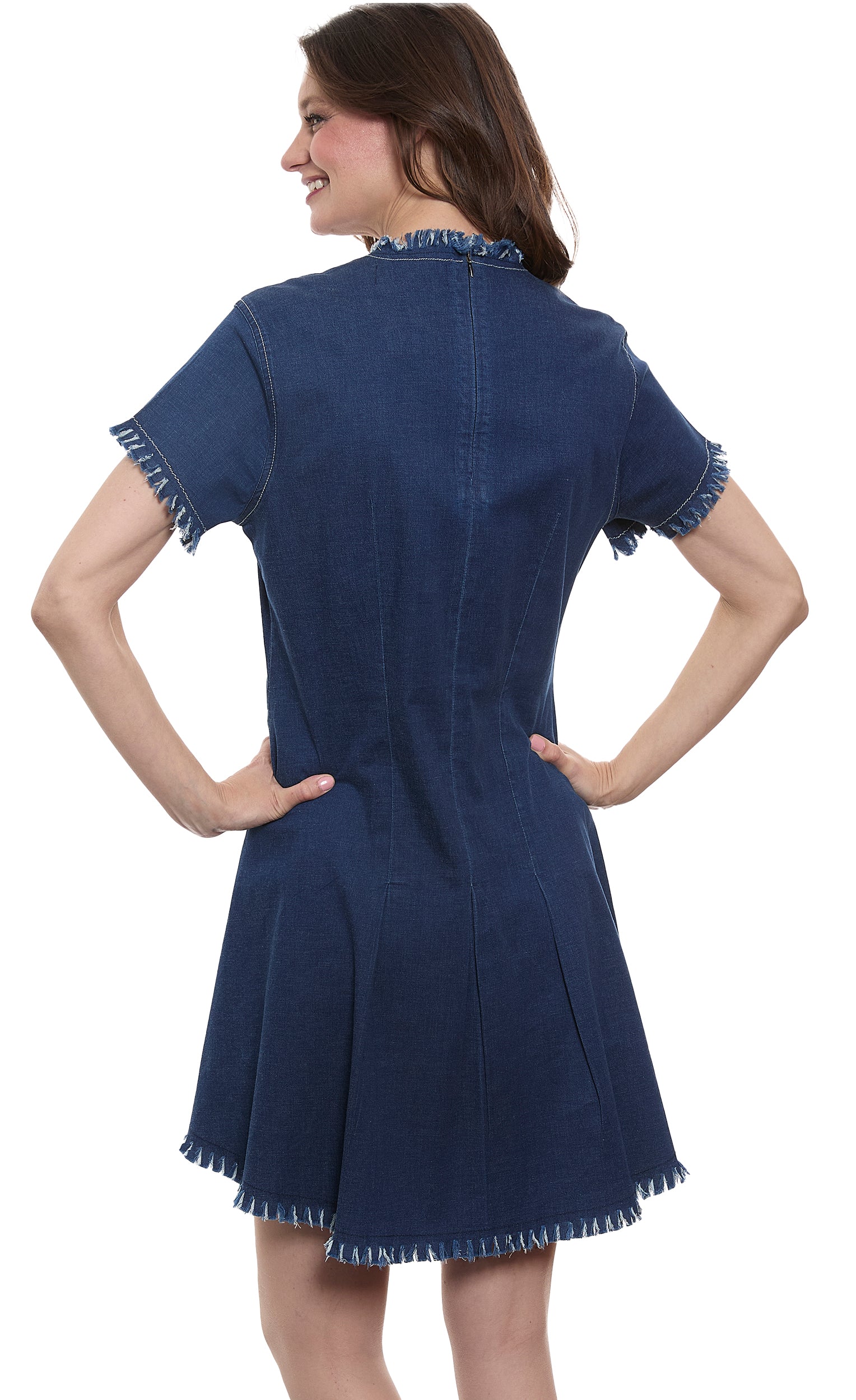 Coco Denim Dress with Fringe and Gold Buttons – Dizzy-Lizzie