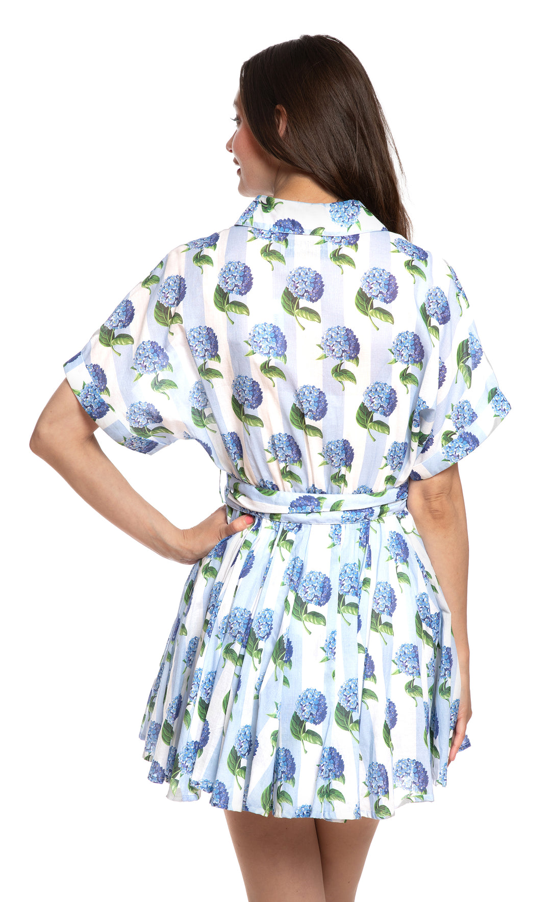 Mini Mrs Maisel Blue Stripe with Hydrangeas Print