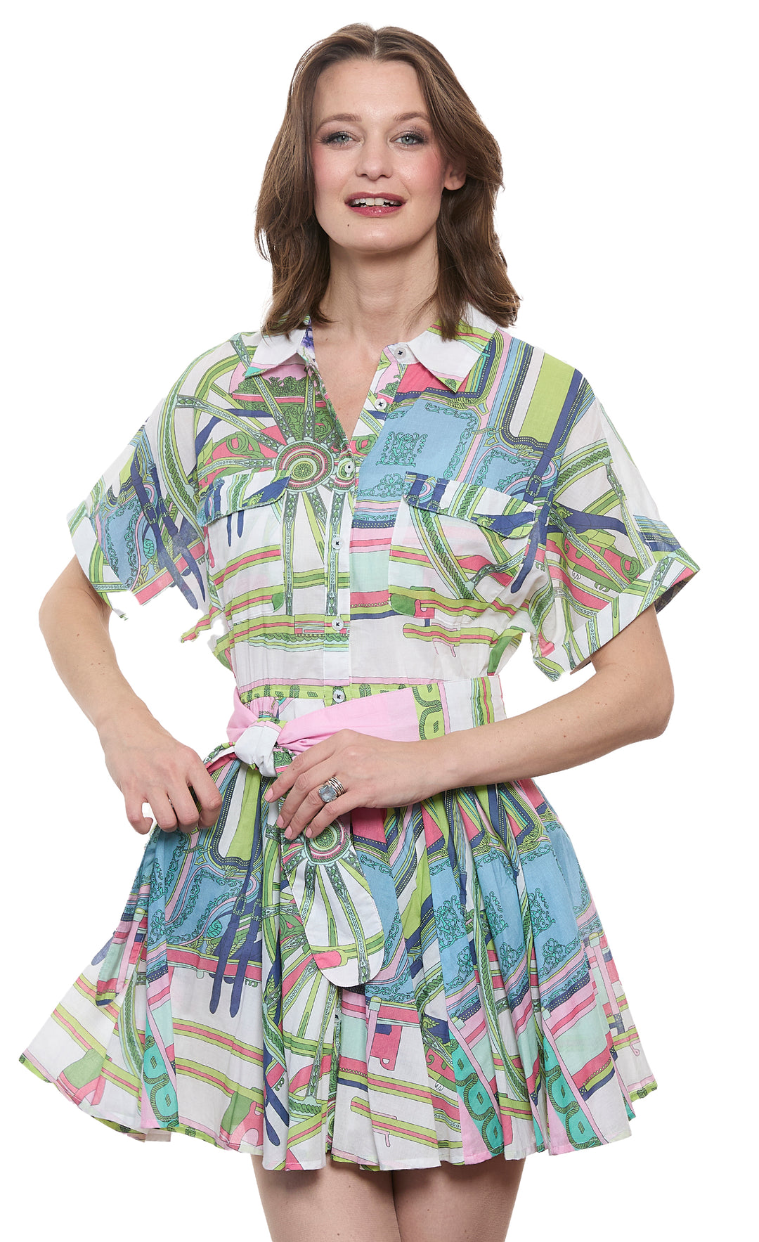Mini Mrs Maisel Dress Pink Coach Print