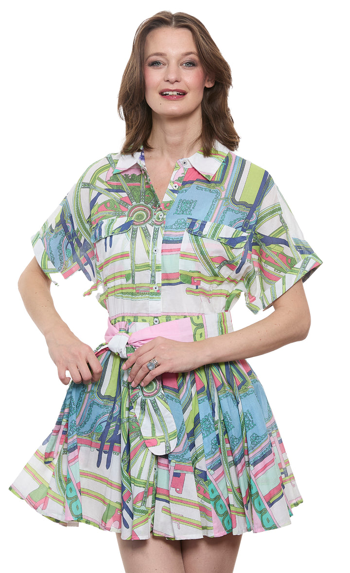 Mini Mrs Maisel Dress Pink Coach Print
