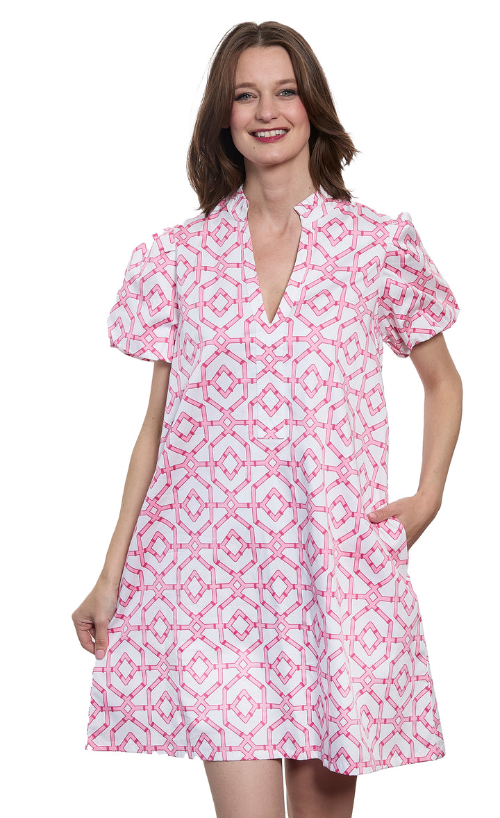 Tiburon Dress Puff Sleeves with Straight Skirt