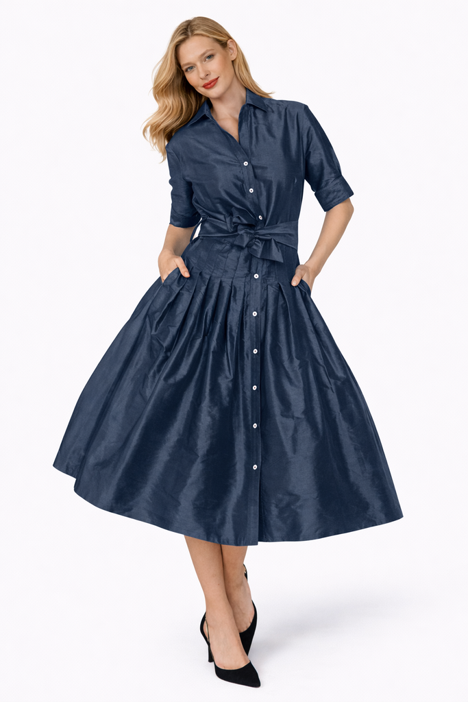 Mrs Maisel Navy Silk – Dizzy-Lizzie