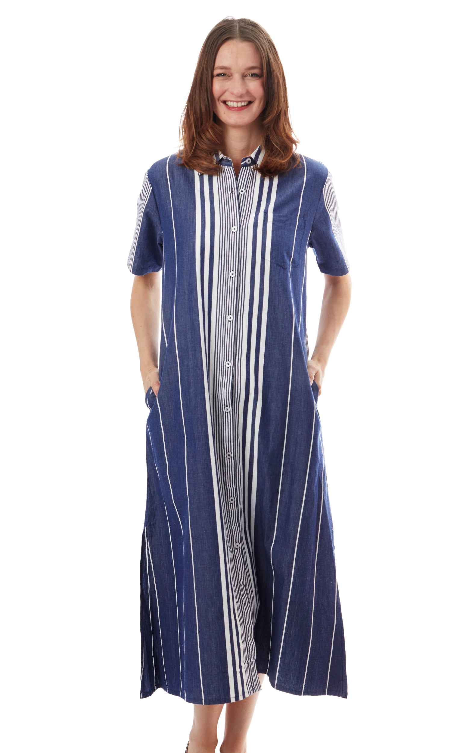 Breakers Dress Long Navy White Stripes – Dizzy-Lizzie