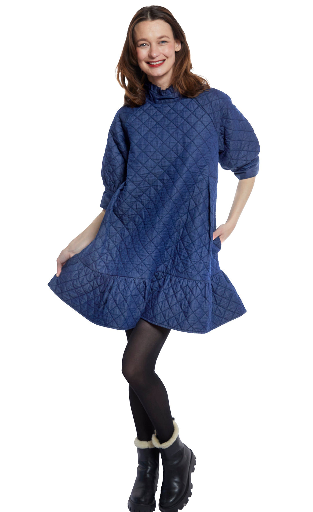 St. Tropez Softly Quilted Denim Dress, Oversized Silhouette L / 6909-DEN St. Tropez Softly Quilted Denim Dress, Oversized Silhouette L / 6909-DEN