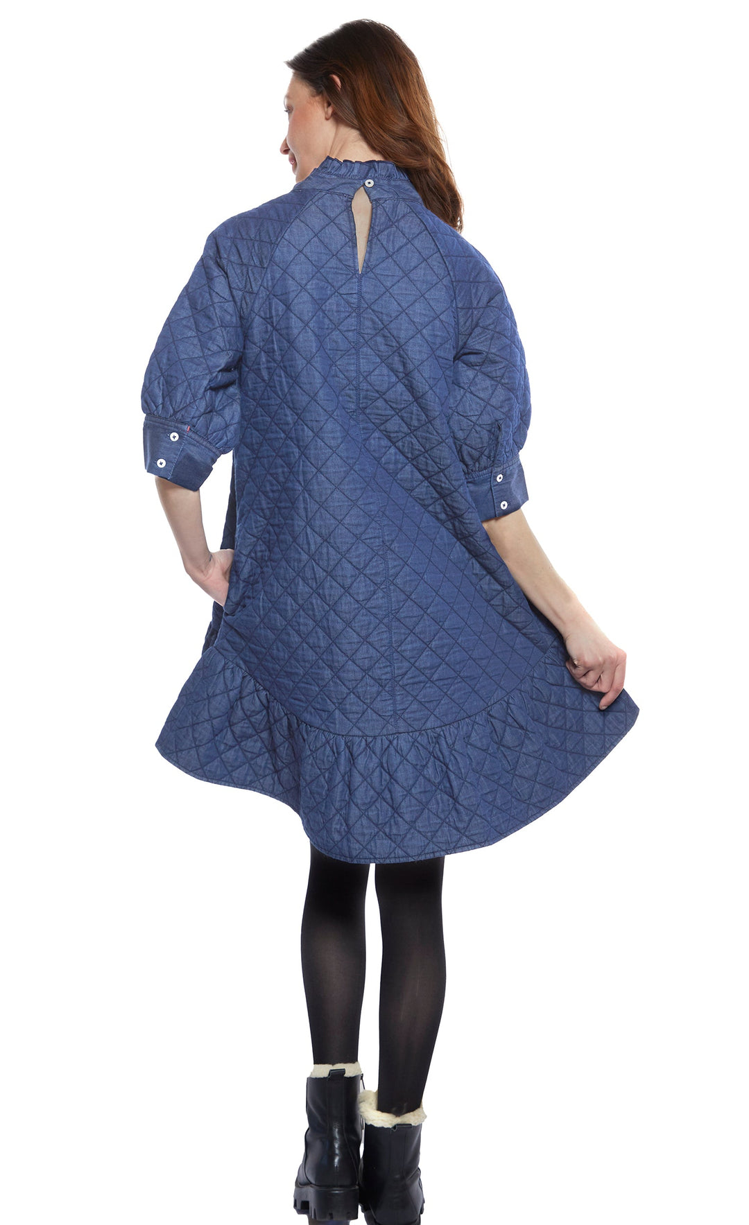 St. Tropez Softly Quilted Denim Dress, Oversized Silhouette L / 6909-DEN St. Tropez Softly Quilted Denim Dress, Oversized Silhouette L / 6909-DEN